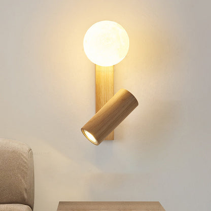مصباح حائط LED بتصميم أسطواني مستطيل الشكل من الخشب البولي إيثيلين لغرفة النوم بتصميم معاصر إسكندنافي 