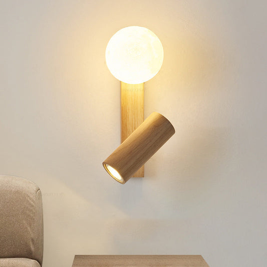 مصباح حائط LED بتصميم أسطواني مستطيل الشكل من الخشب البولي إيثيلين لغرفة النوم بتصميم معاصر إسكندنافي 