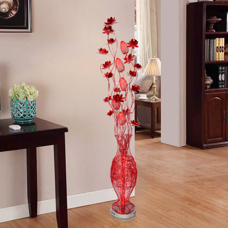 European Style Vase Flower Design Aluminum LED Standing Floor Lamp