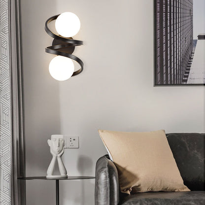 Modern Minimalist Round Ball Iron Glass 2-Light Wall Sconce Lamp