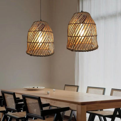 Japanese Minimalist Rattan Weaving 1-Light Pendant Light