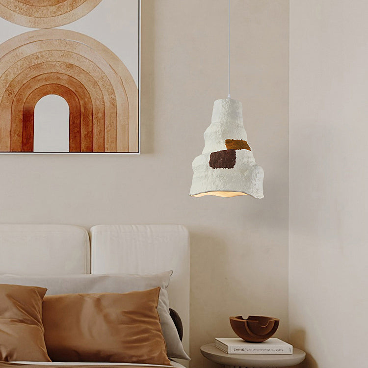 Contemporary Nordic Polystyrene Pudding Moon 1-Light Pendant Light For Dining Room