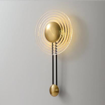 مصباح حائط LED عصري دائري من الزجاج والحديد بتصميم تموجات مائية لغرفة المعيشة