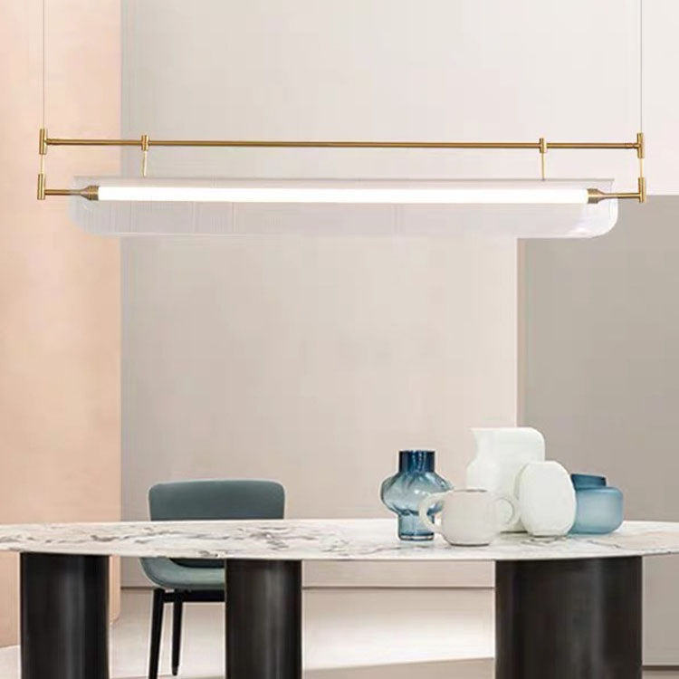 Modern Luxury Acrylic Iron Long Strip LED Island Light Pendant Light For Dining Room