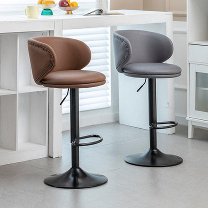 Modern Minimalist Round Fabric Stainless Steel Bar Stool Backrest For Dining Room
