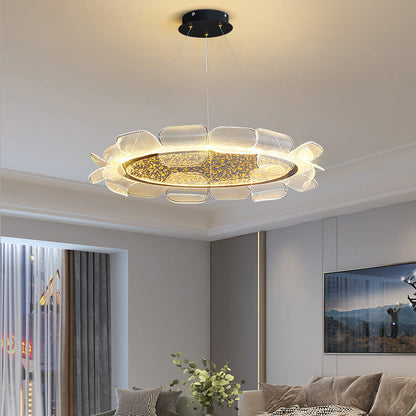 Modern Light Luxury Acrylic Flower Petal Round LED Chandelier