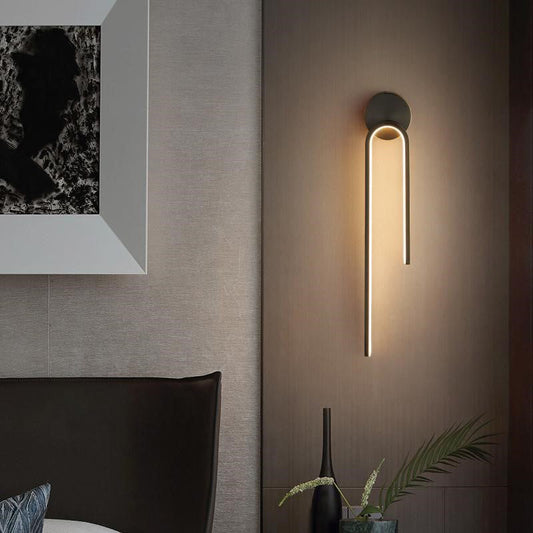 مصباح حائط LED بتصميم عصري بسيط مصنوع من النحاس والألومنيوم بخطاف دائري لغرفة النوم 
