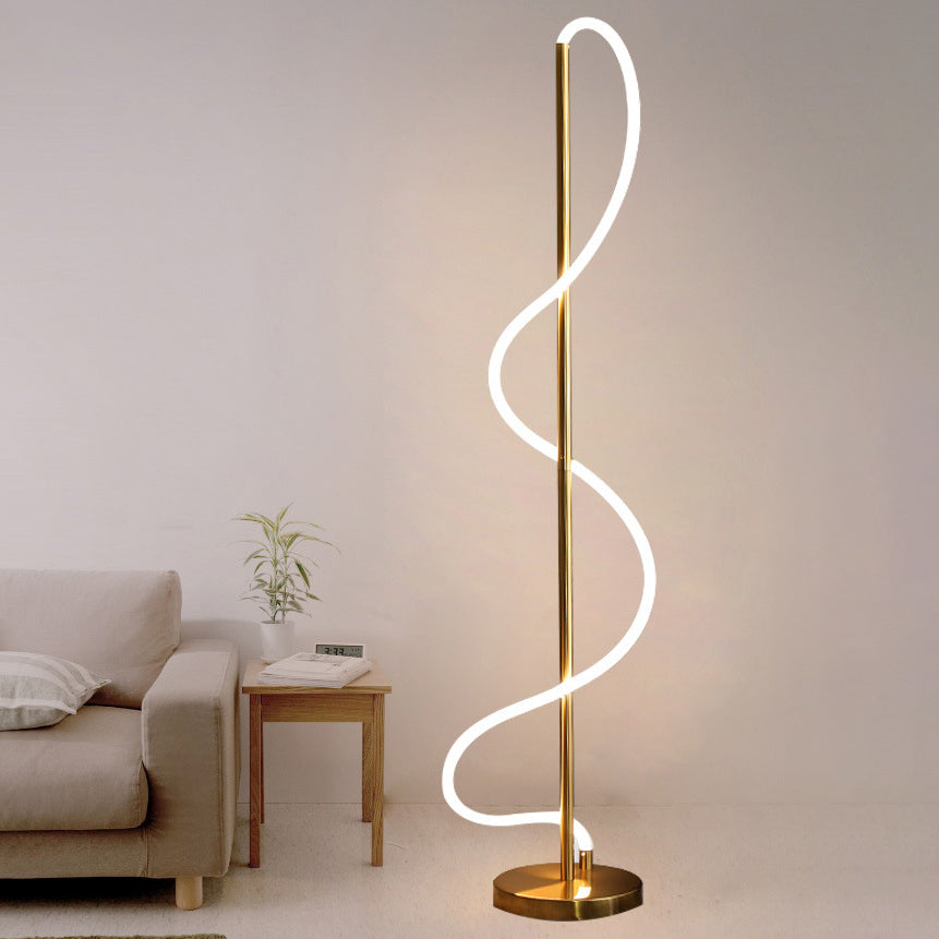 Modern Minimalist Line Iron Silicone LED Standing Floor Lamp For Living Room
