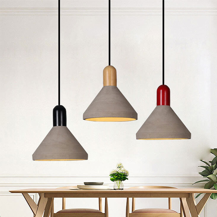 Industrial Style Solid Wood Cement 1-Light Pendant Light