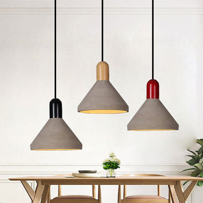 Industrial Style Solid Wood Cement 1-Light Pendant Light