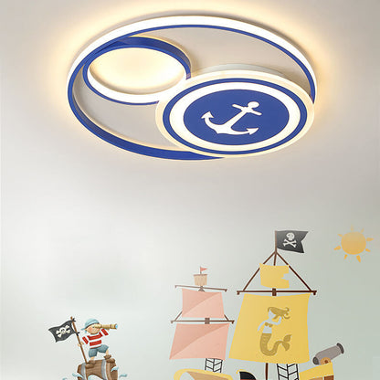 Cartoon Creative Rudder Nautical LED Flush Mount Ceiling Light
