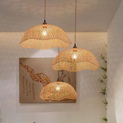 Modern Minimalist Weaving Bamboo Lanterns 3-Lights Chandelier