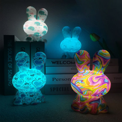 Creative Painted 3D Printed Rainbow Rabbit LED Night Light Table Lamp
