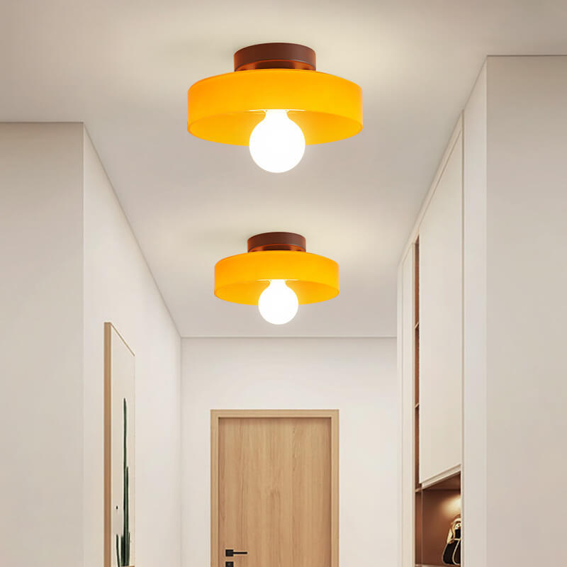 Scandinavian Modern Round Plate Iron Glass 1-Light Wall Sconce Lamp