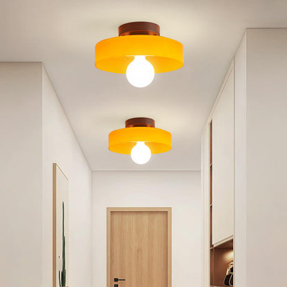 Scandinavian Modern Round Plate Iron Glass 1-Light Wall Sconce Lamp