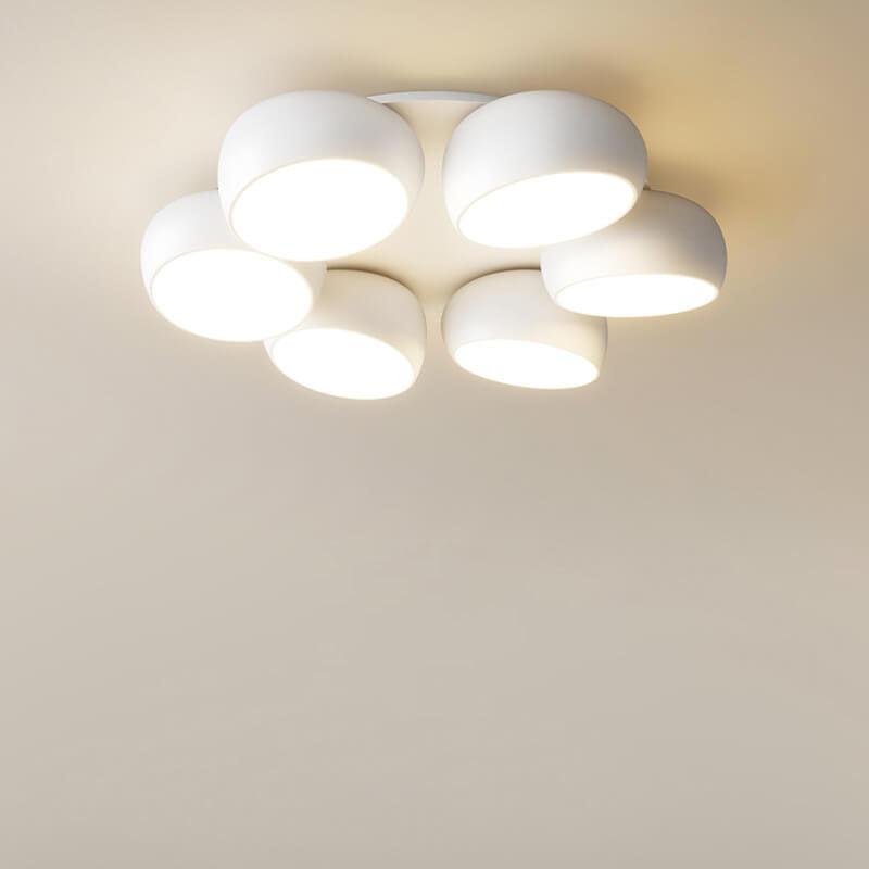 Scandinavian Modern Minimalist Iron Plastic Round LED Semi-Flush Mount Ceiling Light