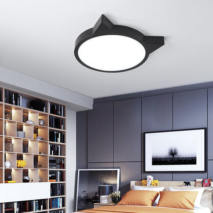 Nordic Macaron Cat Design LED Kids Flush Mount Ceiling Light