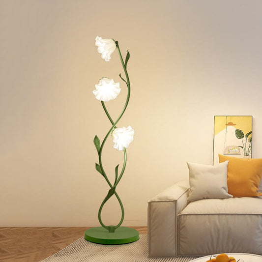 French Light Luxury Flower Glass Hardware Base 2/3-Light Standing Floor Lamp
