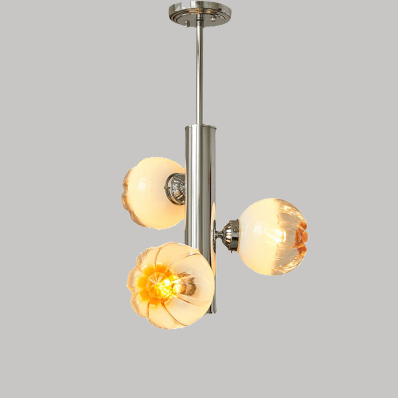 Contemporary Vintage Bud Metal Glass 3/4 Light Chandelier For Living Room