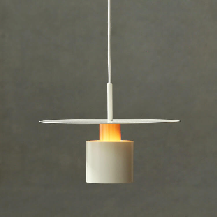 Modern Mid-century Iron Round Piece Cylinder Shade 1-Light Pendant Light For Bedroom