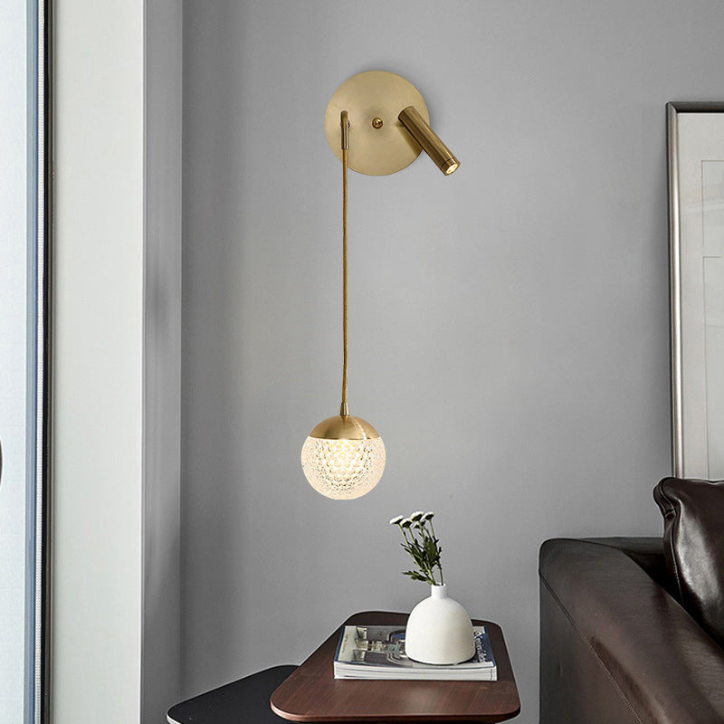 Contemporary Nordic Iron Acrylic Ball Pendant 1-Light LED Wall Sconce Lamp For Bedside