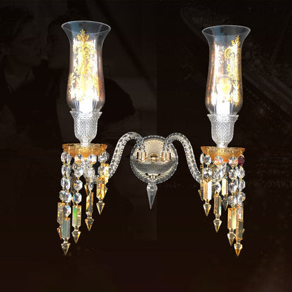 European Light Luxury Crystal Beaded Candle 2-Light Wall Sconce Lamp