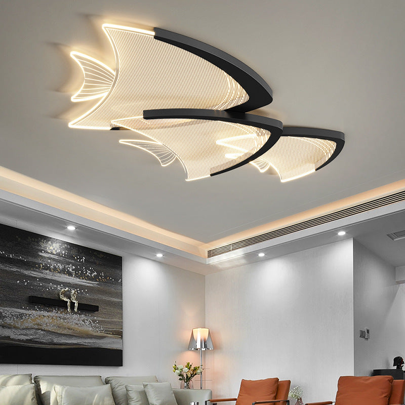 مصباح سقف LED مدمج من الأكريليك والألومنيوم بتصميم فني حديث لغرفة النوم