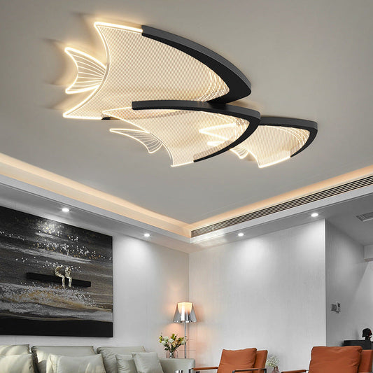 Modern Art Deco Fish Acrylic Aluminum LED Flush Mount Ceiling Light For Bedroom