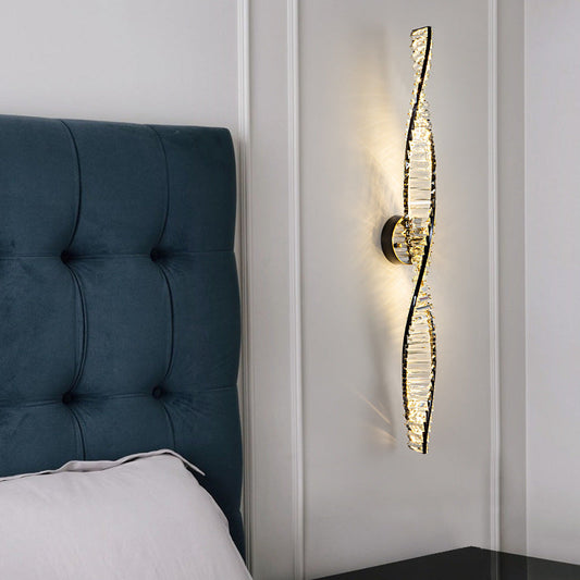 مصباح حائط LED بتصميم معاصر من النحاس الكريستالي الإسكندنافي لغرفة المعيشة 