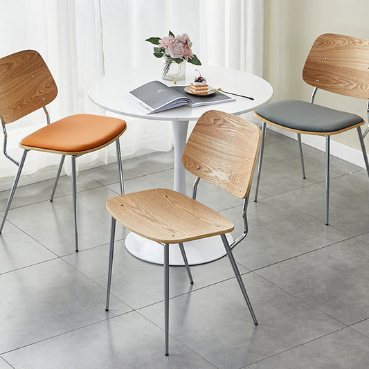 Contemporary Scandinavian Square PU Leather Metal Dining Chair Backrest Armless For Dining Room