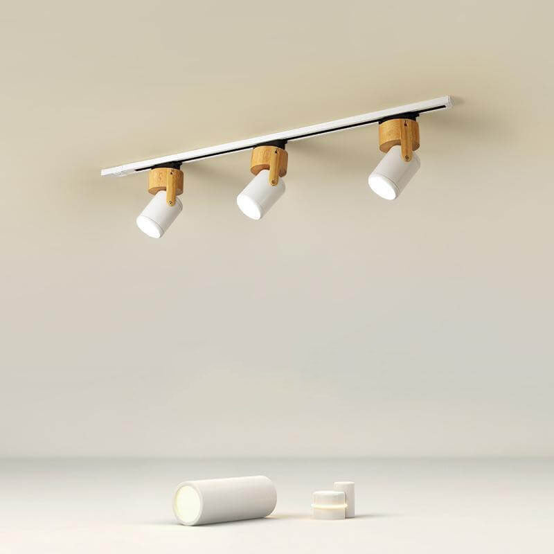 Minimalist Wooden Long Spotlight Track Light 1/3 Light LED Flush Mount Ceiling Light