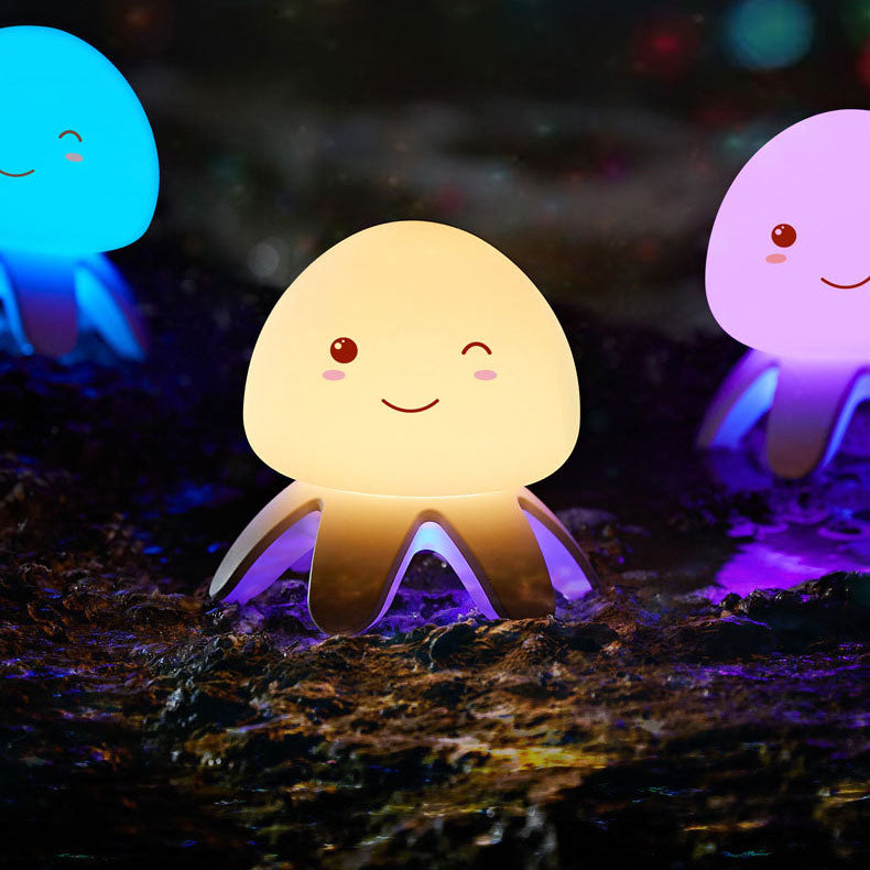 クリエイティブシリコンクラゲ音楽USB充電式リモコンLEDナイトライトテーブルランプ
