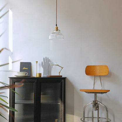 Contemporary Nordic Brass Glass Round Shape 1-Light Pendant Light For Living Room