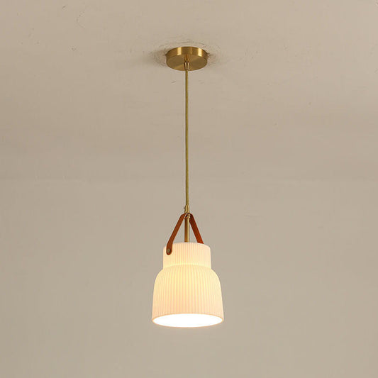 Japanese Light Luxury Ceramic Copper Round Mouth 1-Light Pendant Light