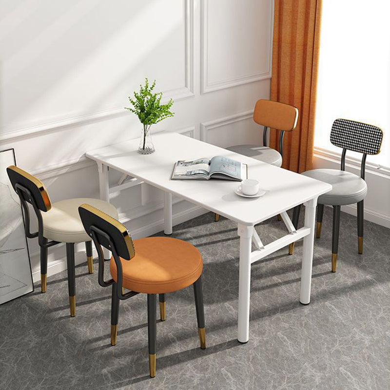 Modern Minimalist Round Upholstered Rectangular Back Tech Fabric Metal Dining Chair For Dining Room