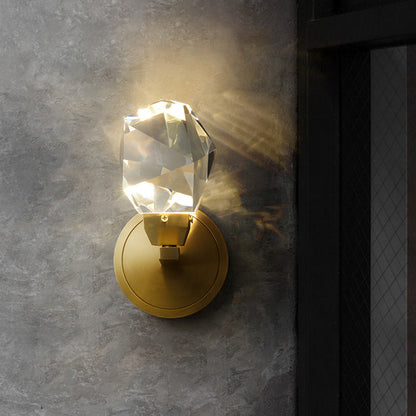 مصباح حائط LED معاصر فاخر من الكريستال الماسي النحاسي للممر 