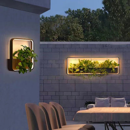 Modern Minimalist Square Geometric Frame Outdoor Waterproof LED Wall Sconce Lamp For Garden