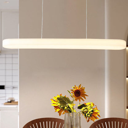 Modern Minimalist One-Shaped Long Strip Acrylic Shade Iron LED Island Light Pendant Light For Dining Room