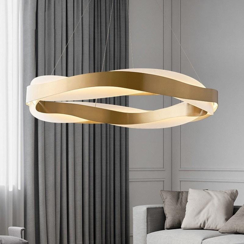 ثريا LED مصنوعة من الفولاذ المقاوم للصدأ والأكريليك بتصميم دائري بسيط لغرفة النوم