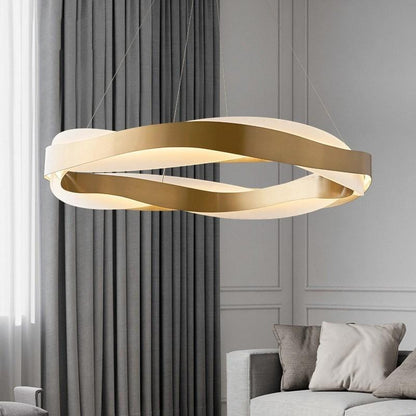 ثريا LED مصنوعة من الفولاذ المقاوم للصدأ والأكريليك بتصميم دائري بسيط لغرفة النوم