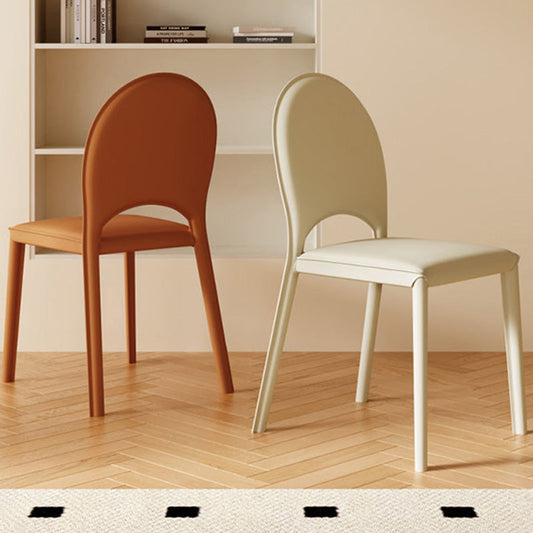 Contemporary Nordic Square Oval Faux Leather Carbon Steel Dining Chair Backrest For Dining Room