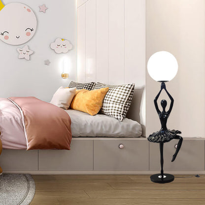 Nordic Ballet Girl Shape Orb Acrylic 1-Light Standing Floor Lamp