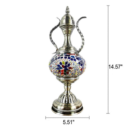 Turkish Vintage Handmade Glass Coffee Pot Design 1-Light Table Lamp