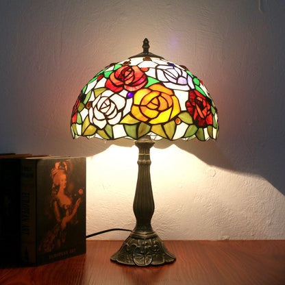 Tiffany Creative Alloy Four-Color Rose 1-Light Table Lamp