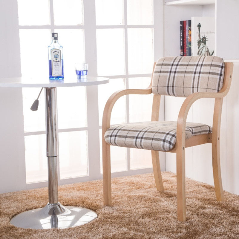 Contemporary Nordic Wood Cotton Linen Fabric PU Leather Velvet Sponge Square Dining Chair Backrest Armrest For Dining Room