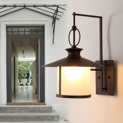 Contemporary Industrial Waterproof Metal Glass Conic Cylinder 1-Light Wall Sconce Lamp For Outdoor Patio