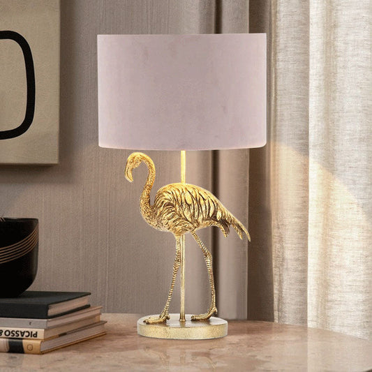Nordic Luxury Flamingo Resin Fabric 1-Light Table Lamp