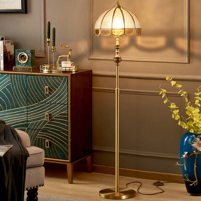 Contemporary Luxury Copper Frosted Glass Dome 1-Light Standing Floor Lamp For Living Room