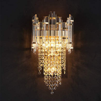 Modern Luxury Crystal Tassel Gold 2/3 Light Wall Sconce Lamp