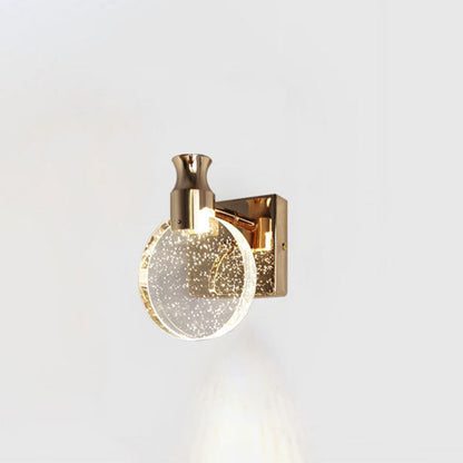Contemporary Nordic Hardware Crystal Round LED Wall Sconce Lamp For Bedroom